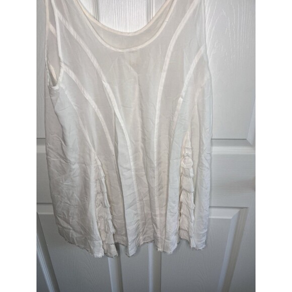 Intimately Free People Ruffle Long Tunic Mini Dress Tank Cream Size XS Boho - Picture 10 of 11